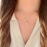 Rectangular Cushion Lab Created Padparadscha Pendant Necklace