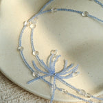 Fireworks Bloom Double - Layer Necklace - Blue Crystal Choker with Clear Quartz - floysun