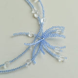 Fireworks Bloom Double - Layer Necklace - Blue Crystal Choker with Clear Quartz - floysun