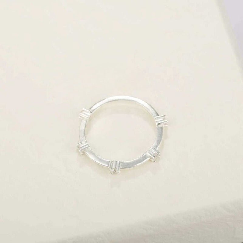 Five Stone Sterling Silver Ring - floysun
