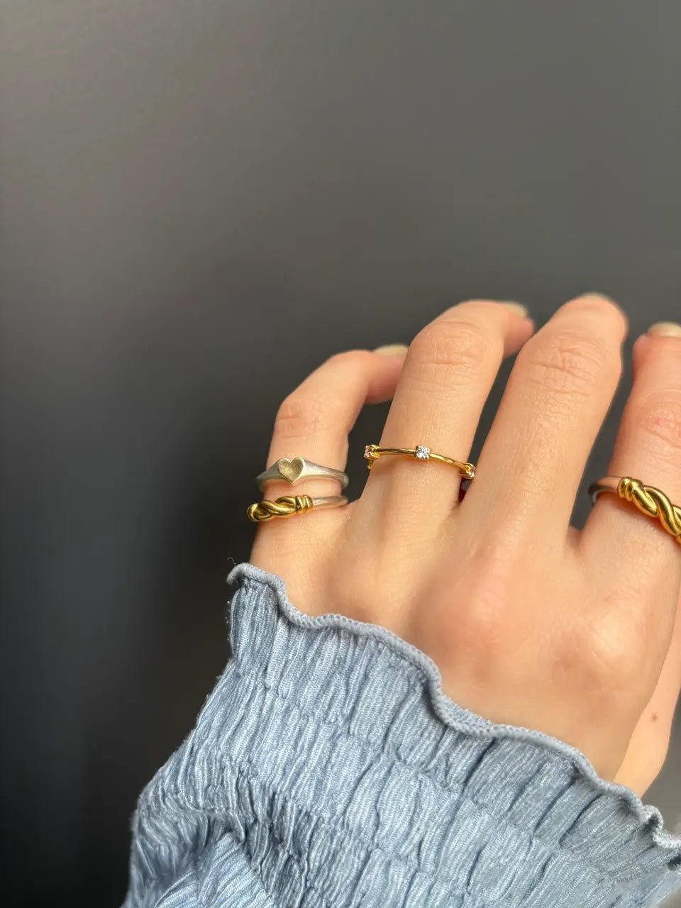 Five Stone Sterling Silver Ring - floysun