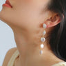 Flat Round Freshwater Baroque Long Drop Earrings-Small - floysun