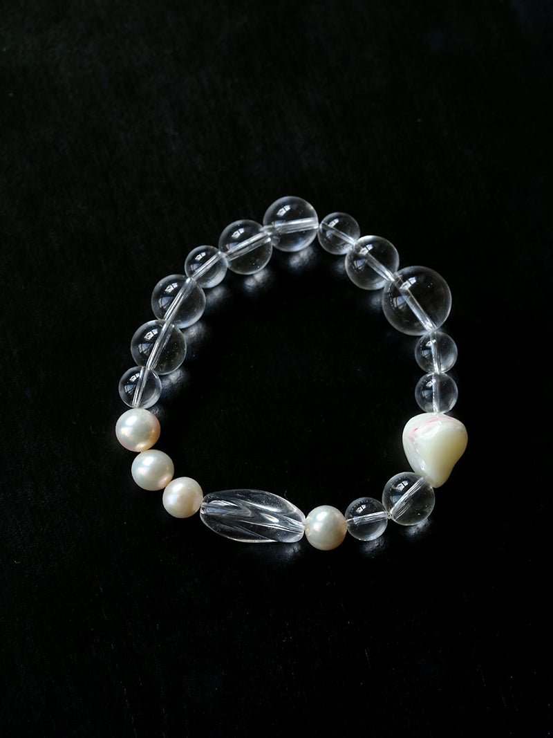 Floating Light White Crystal Shell & Freshwater Pearl Bracelet - floysun