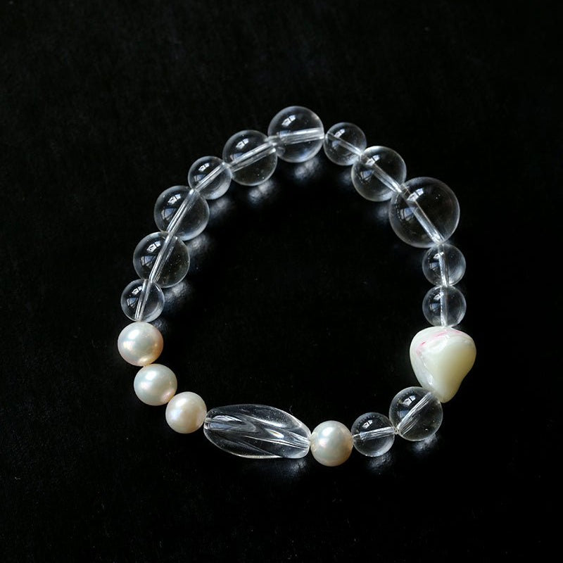 Floating Light White Crystal Shell & Freshwater Pearl Bracelet - floysun