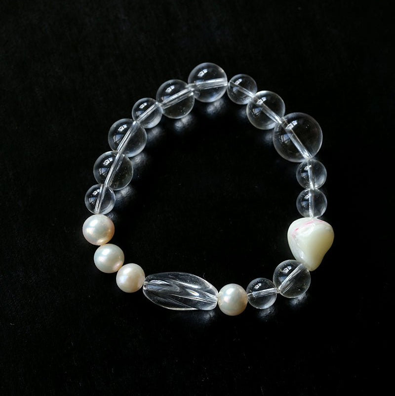 Floating Light White Crystal Shell & Freshwater Pearl Bracelet - floysun