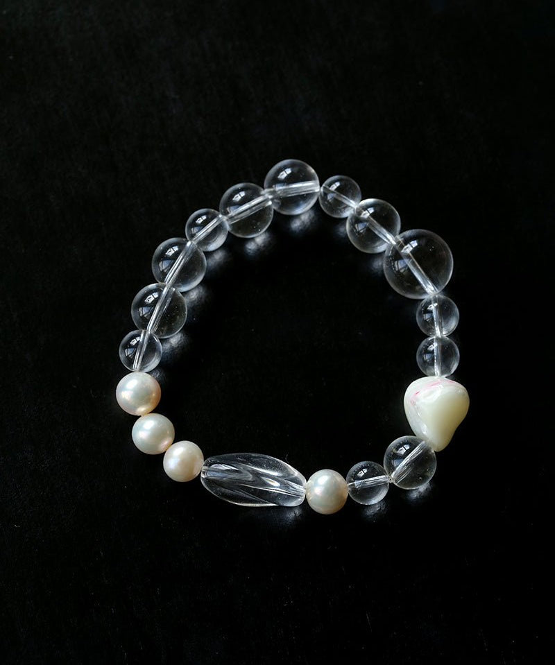 Floating Light White Crystal Shell & Freshwater Pearl Bracelet - floysun