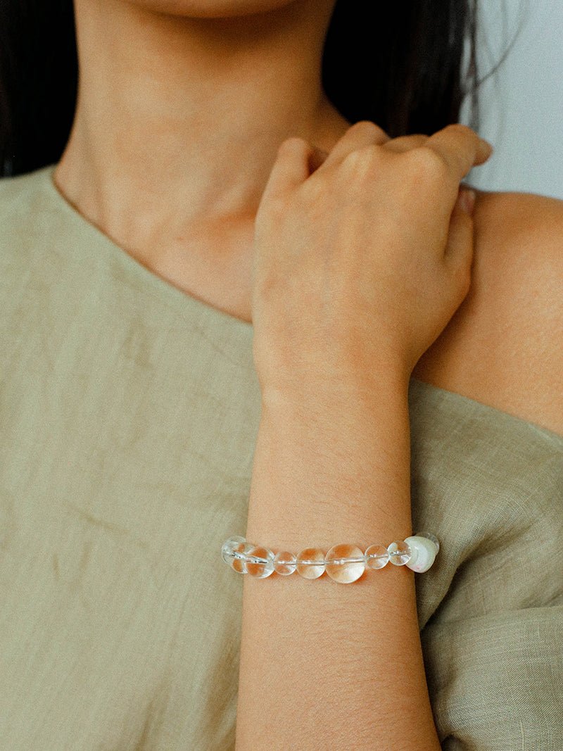 Floating Light White Crystal Shell & Freshwater Pearl Bracelet - floysun