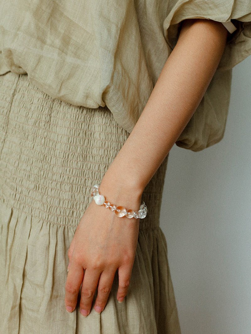 Floating Light White Crystal Shell & Freshwater Pearl Bracelet - floysun
