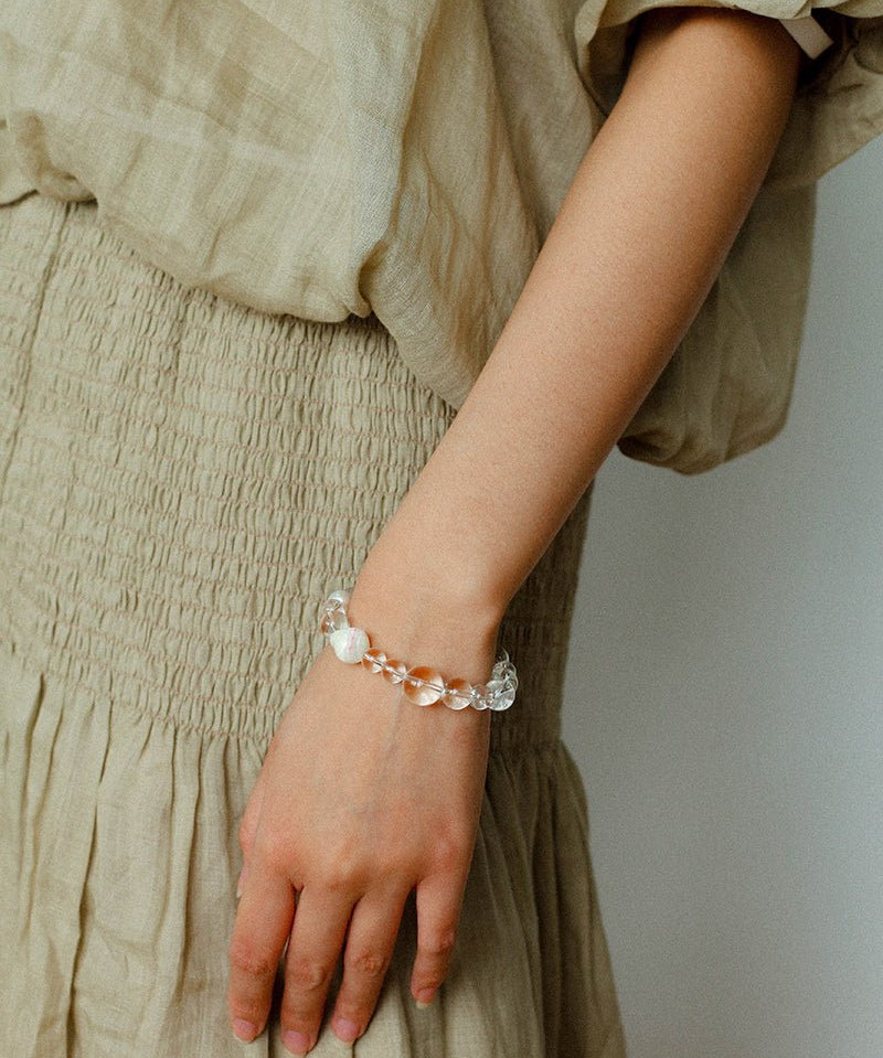 Floating Light White Crystal Shell & Freshwater Pearl Bracelet - floysun