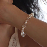 Floating Light White Crystal Shell & Freshwater Pearl Bracelet - floysun