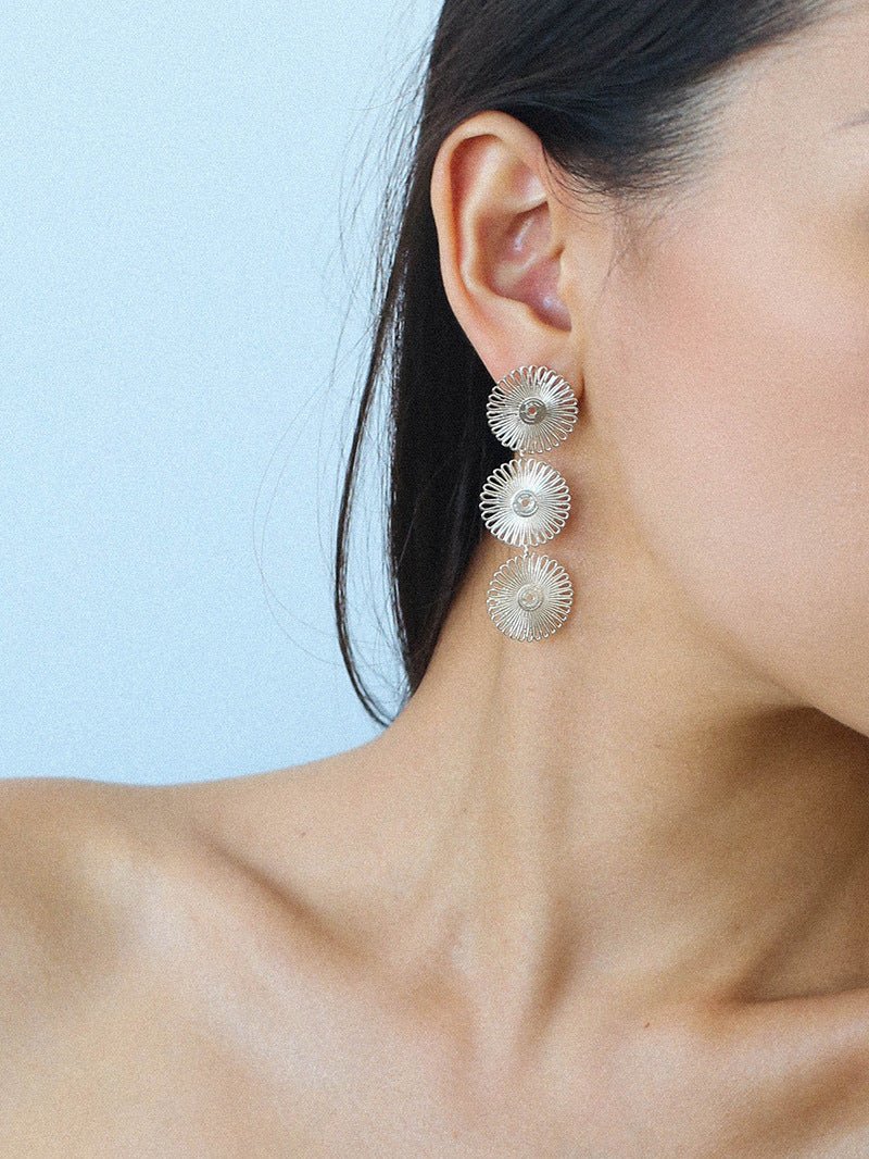 Flora Solaris Whisper Earrings – Triple Bloom Edition - floysun