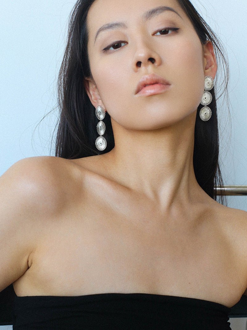 Flora Solaris Whisper Earrings – Triple Bloom Edition - floysun