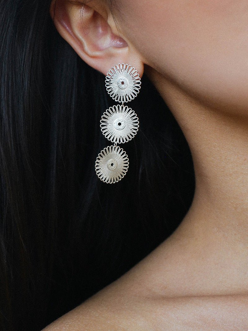 Flora Solaris Whisper Earrings – Triple Bloom Edition - floysun