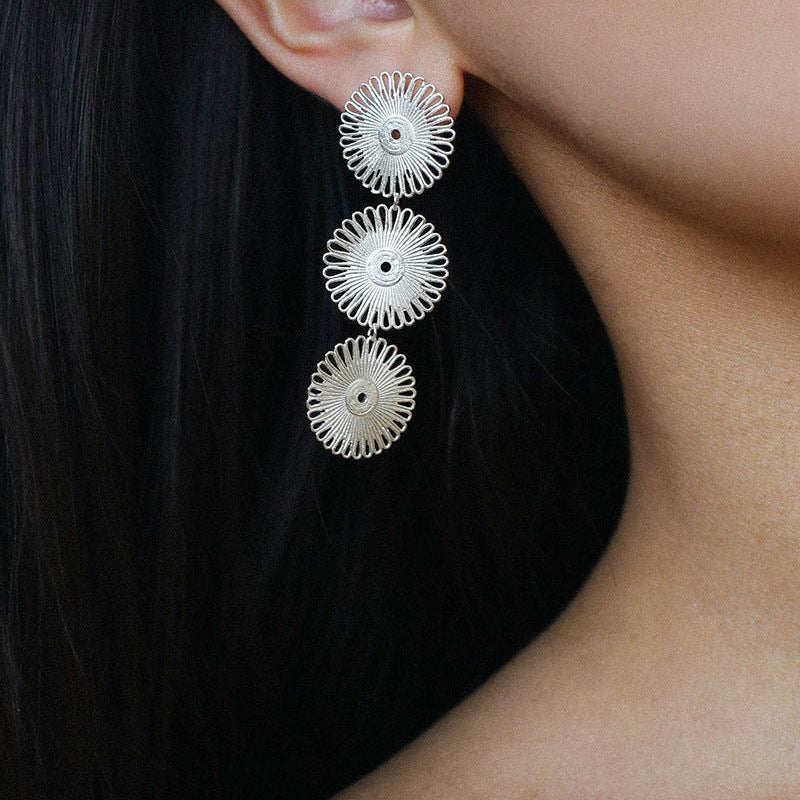 Flora Solaris Whisper Earrings – Triple Bloom Edition - floysun