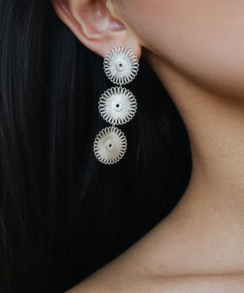 Flora Solaris Whisper Earrings – Triple Bloom Edition - floysun