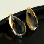 Flowing Glacier White Crystal Stud Earrings - floysun