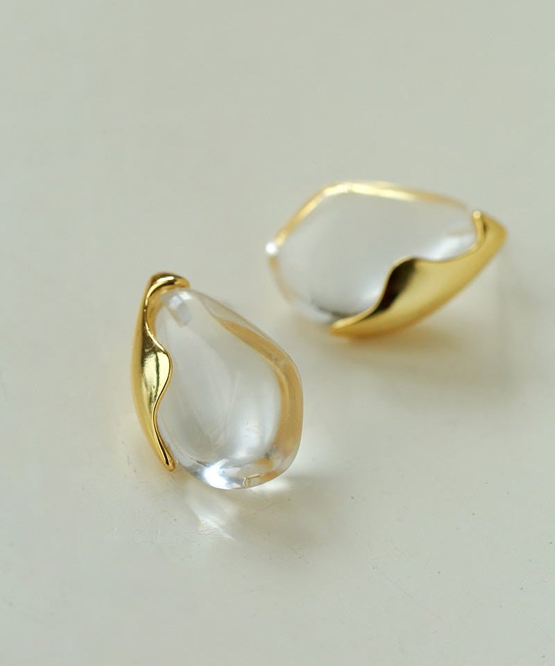 Flowing Glacier White Crystal Stud Earrings - floysun