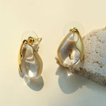 Flowing Glacier White Crystal Stud Earrings - floysun