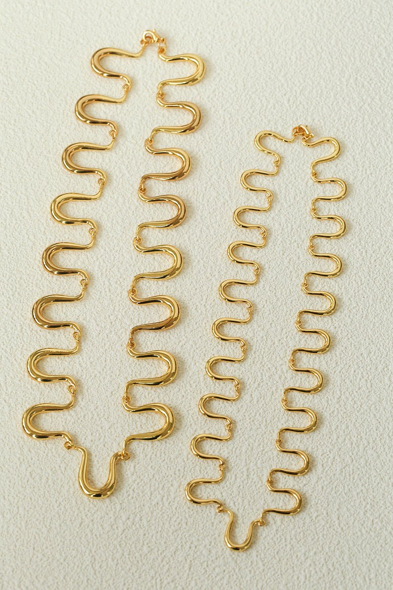 Flowing Wavy Lines U-Shaped Metal Layering Necklace - floysun