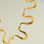 Flowing Wavy Lines U-Shaped Metal Layering Necklace - floysun