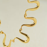 Flowing Wavy Lines U-Shaped Metal Layering Necklace - floysun