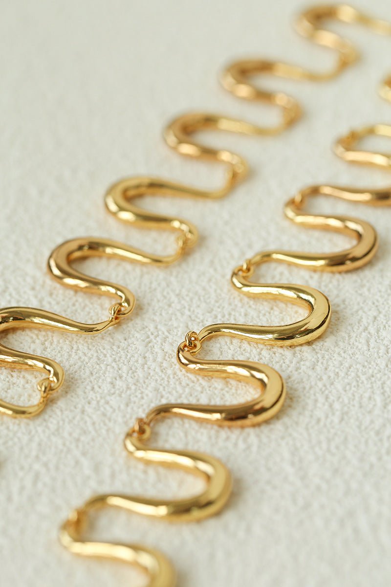 Flowing Wavy Lines U-Shaped Metal Layering Necklace - floysun
