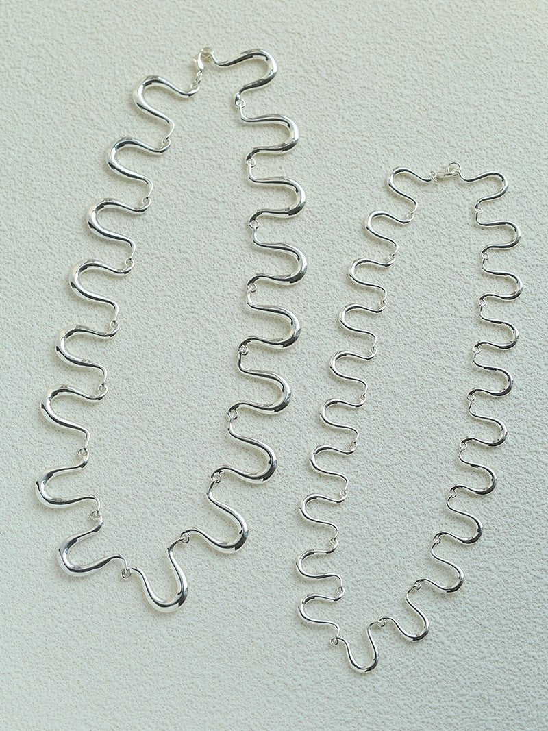Flowing Wavy Lines U-Shaped Metal Layering Necklace - floysun