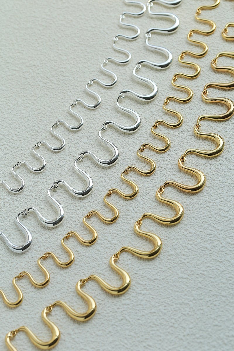 Flowing Wavy Lines U-Shaped Metal Layering Necklace - floysun