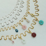Flowing Wavy Lines U-Shaped Metal Layering Necklace - floysun