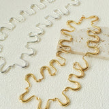 Flowing Wavy Lines U-Shaped Metal Layering Necklace - floysun