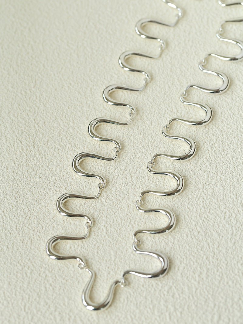 Flowing Wavy Lines U-Shaped Metal Layering Necklace - floysun