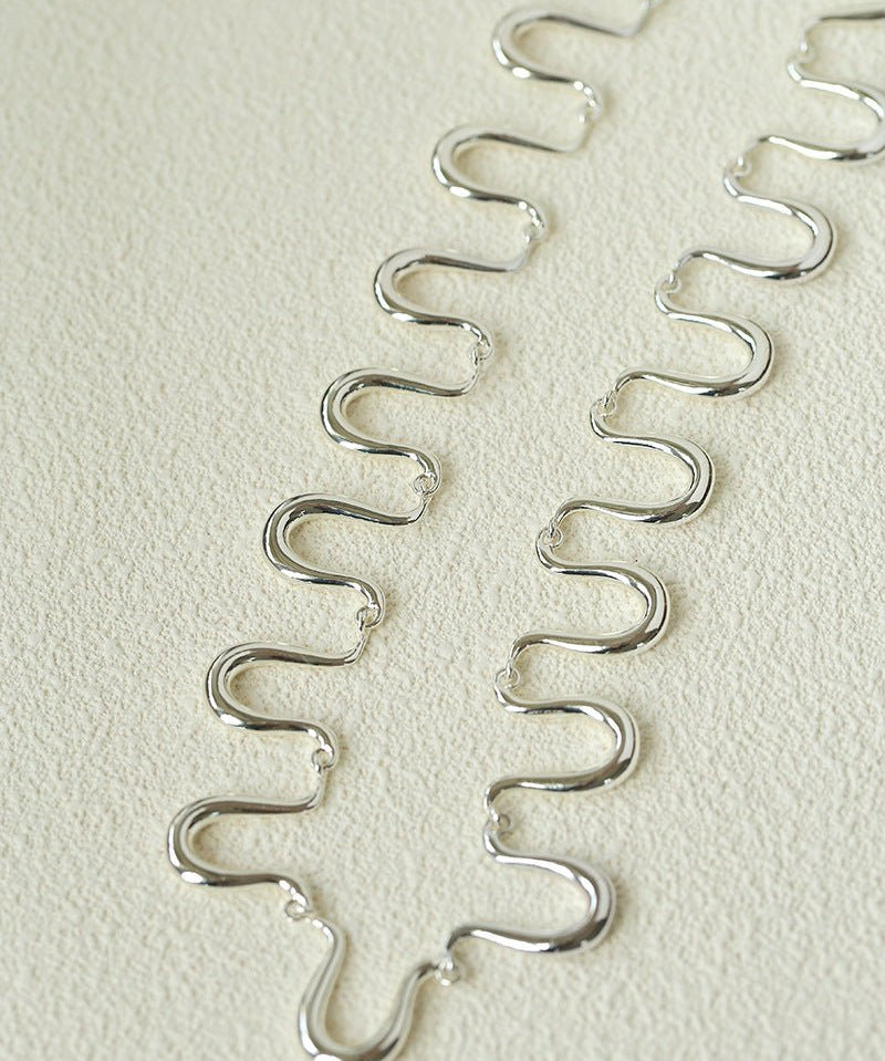 Flowing Wavy Lines U-Shaped Metal Layering Necklace - floysun