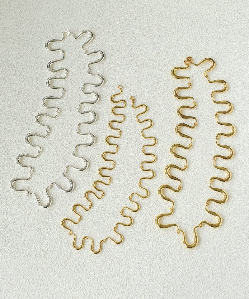Flowing Wavy Lines U-Shaped Metal Layering Necklace - floysun
