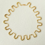 Flowing Wavy Lines U-Shaped Metal Layering Necklace - floysun