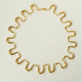 Flowing Wavy Lines U-Shaped Metal Layering Necklace - floysun
