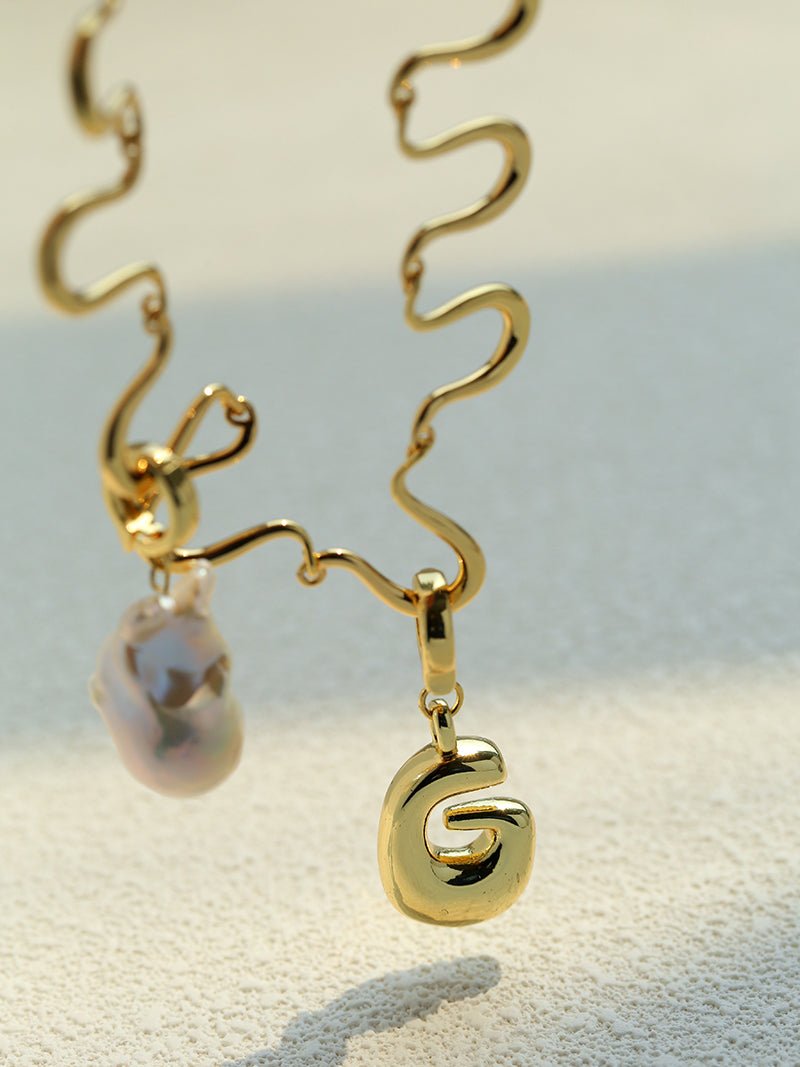 Flowing Wavy Lines U-Shaped Metal Layering Necklace - floysun