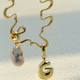 Flowing Wavy Lines U-Shaped Metal Layering Necklace - floysun
