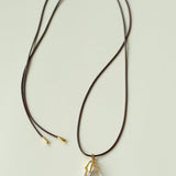 Flowing White Crystal Necklace Adjustable Wax Cord Design - floysun