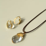 Flowing White Crystal Necklace Adjustable Wax Cord Design - floysun