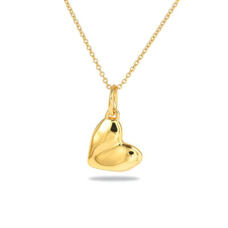 Fluid Asymmetrical Heart Necklace - Sculptural 925 Sterling Silver Statement Pendant - floysun