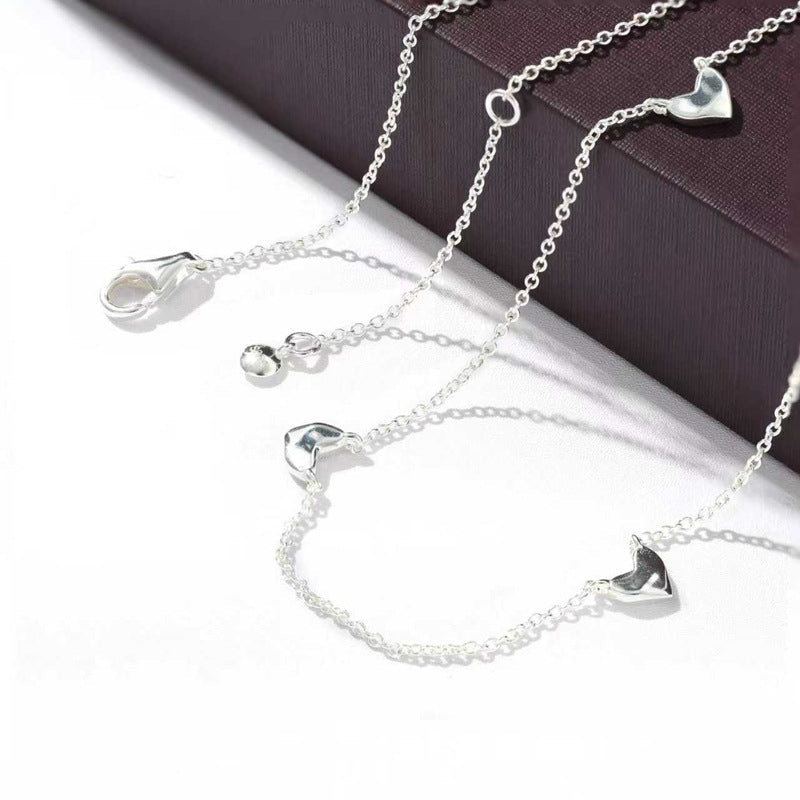 Fluid Asymmetrical Heart Necklace - Sculptural 925 Sterling Silver Statement Pendant - floysun