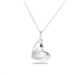 Fluid Asymmetrical Heart Necklace - Sculptural 925 Sterling Silver Statement Pendant - floysun
