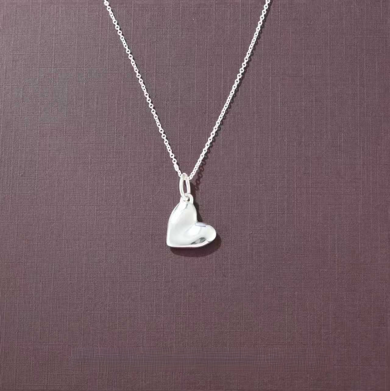 Fluid Asymmetrical Heart Necklace - Sculptural 925 Sterling Silver Statement Pendant - floysun