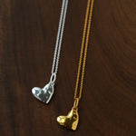 Fluid Asymmetrical Heart Necklace - Sculptural 925 Sterling Silver Statement Pendant - floysun