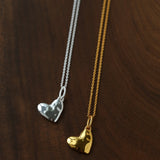 Fluid Asymmetrical Heart Necklace - Sculptural 925 Sterling Silver Statement Pendant - floysun