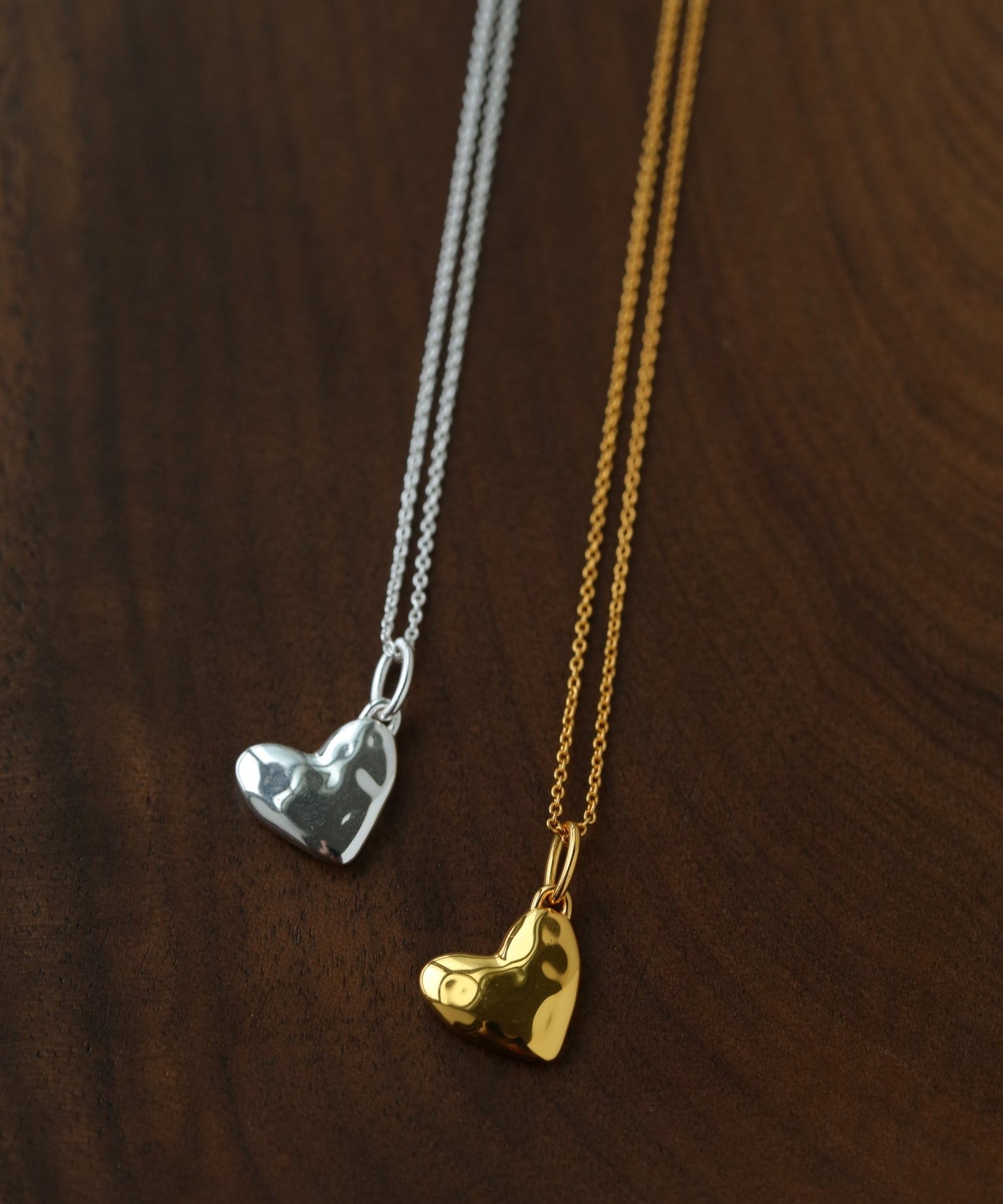 Fluid Asymmetrical Heart Necklace - Sculptural 925 Sterling Silver Statement Pendant - floysun