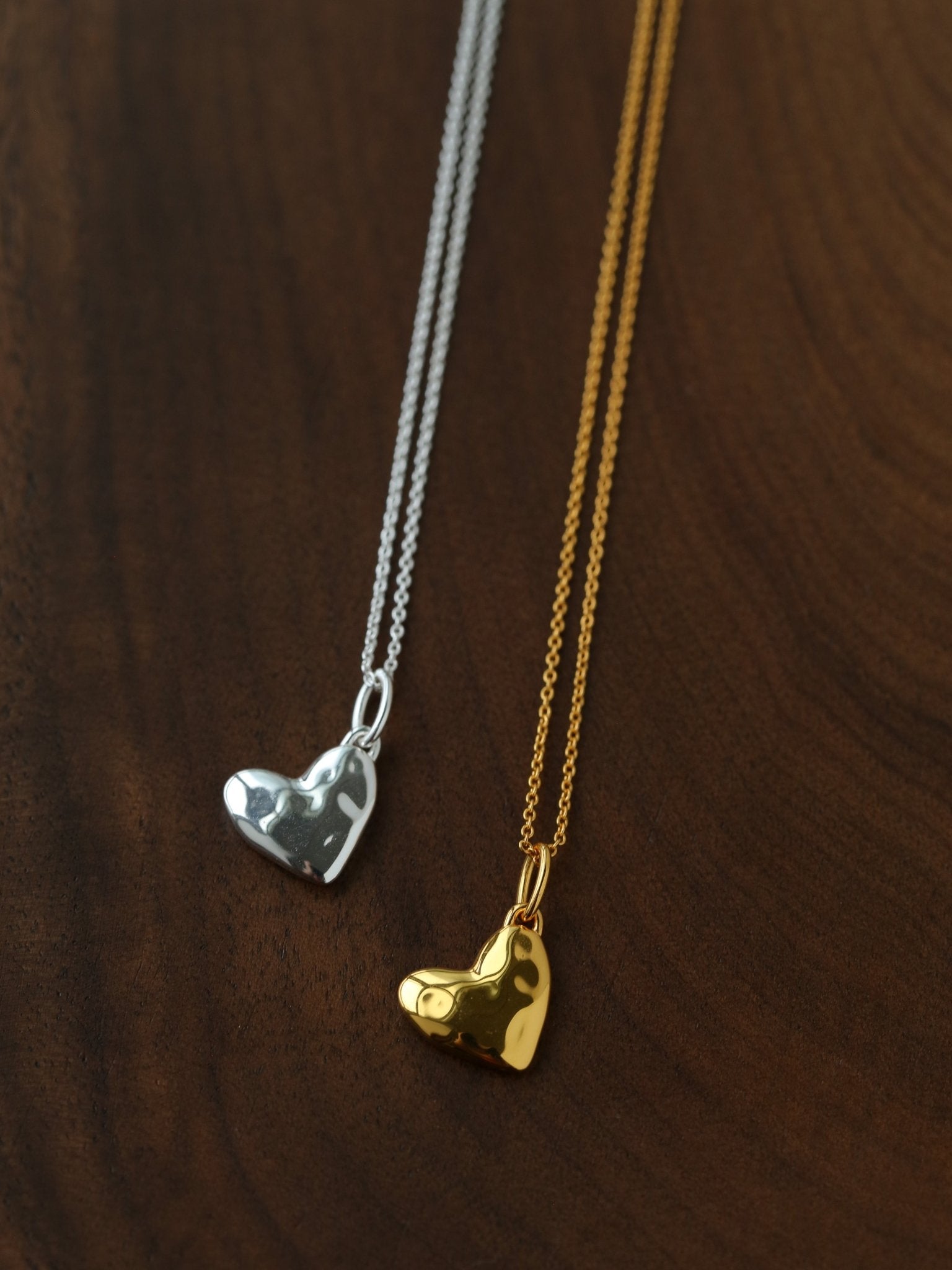 Fluid Asymmetrical Heart Necklace - Sculptural 925 Sterling Silver Statement Pendant - floysun