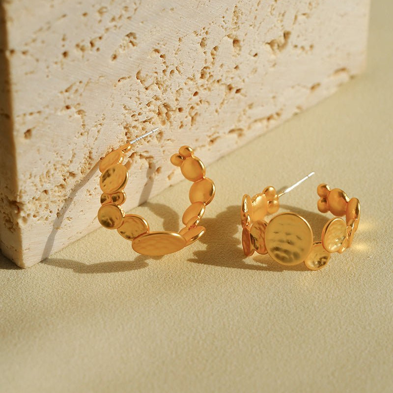 Fluid Rhythm Seris Double Circle C Hoop Earrings - floysun