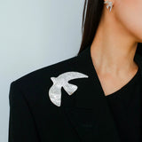 Flying Dove of Peace Brooch Handcrafted Vintage Texture - floysun