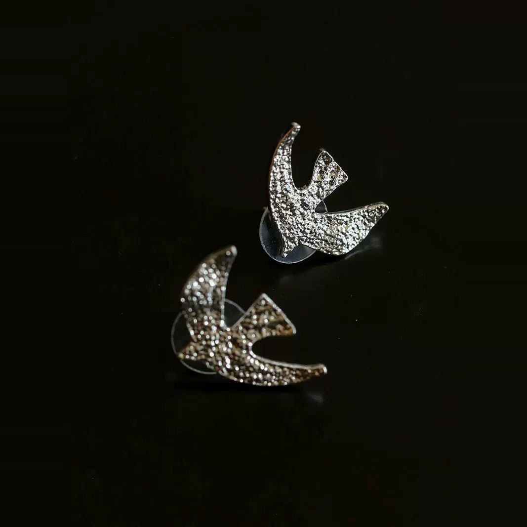 Flying Dove of Peace Earrings Handcrafted Vintage Texture - floysun